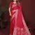 Red zari weaving work satin silk saree with blouse