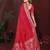 Red zari weaving work satin silk saree with blouse