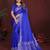 R blue zari weaving work satin silk saree with blouse