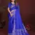 R blue zari weaving work satin silk saree with blouse