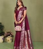 Maroon paithani gala silk saree with blouse