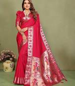 Red paithani gala silk saree with blouse