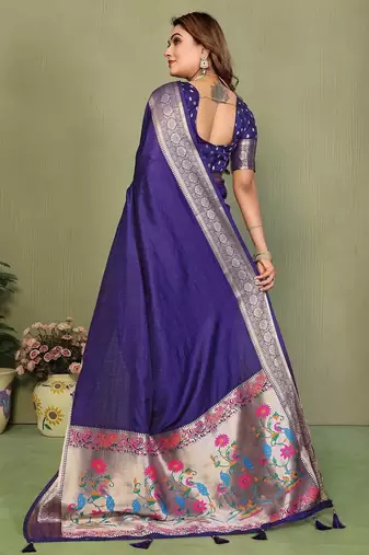 Violet paithani gala silk saree with blouse