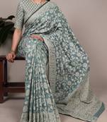 Graceful cotton silk saree with organic floral prints