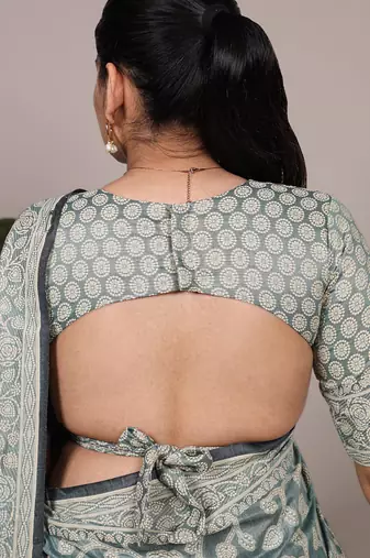Graceful cotton silk saree with organic floral prints
