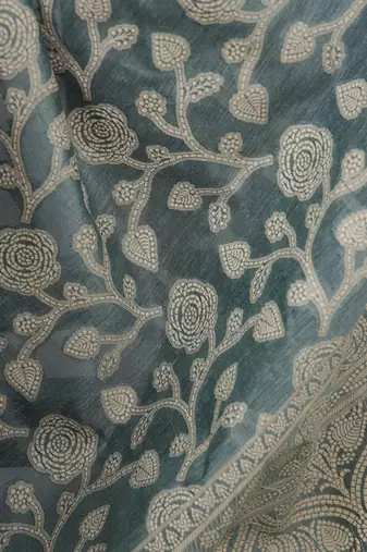 Graceful cotton silk saree with organic floral prints