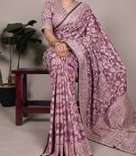 Graceful cotton silk saree with organic floral prints