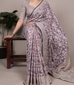Graceful cotton silk saree with organic floral prints
