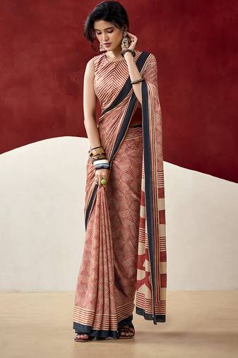 Elegant dull satin saree with fancy prints