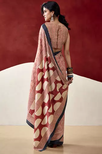  dull satin saree with fancy prints