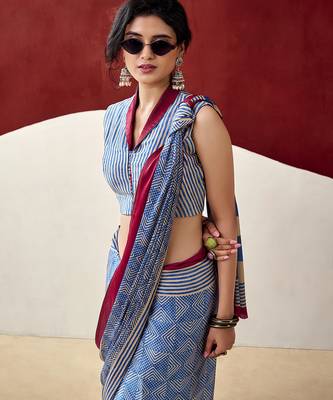  dull satin saree with fancy prints 2