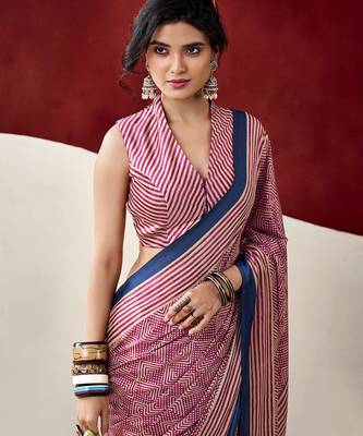  dull satin saree with fancy prints 2