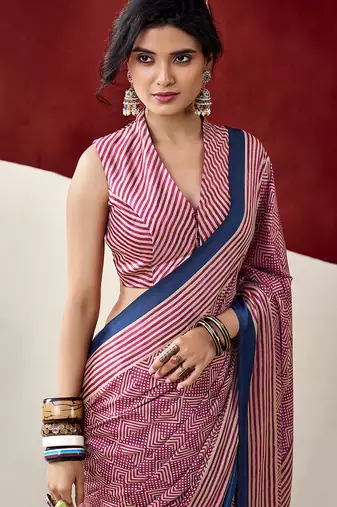  dull satin saree with fancy prints