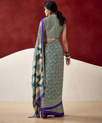  dull satin saree with fancy prints 3