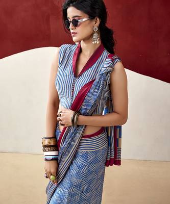  dull satin saree with fancy prints 4