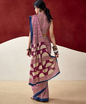  dull satin saree with fancy prints 3