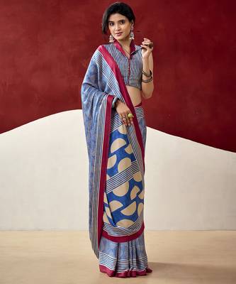 dull satin saree with fancy prints 5
