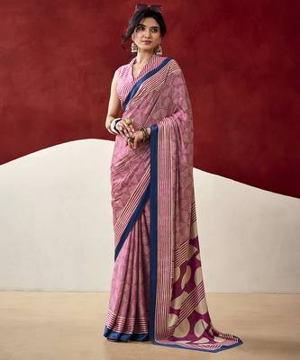  dull satin saree with fancy prints 4