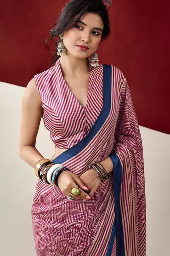  dull satin saree with fancy prints