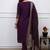 Women’s chanderi silk embroidered purple kurta pant set with jacquard dupatta