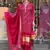 Women   s viscose silk bandhani printed pink kurta pant set with chanderi dupatta