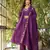 Women   s rayon silk floral embroidered purple kurta pant set with chanderi dupatta
