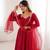 Women’s party wear maroon anarkali dress with embroidered lace neck
