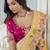 yellow embroidered jacquard silk blend wedding saree with blouse fabric