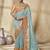 sky embroidered jacquard silk blend wedding saree with blouse fabric