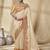 cream embroidered jacquard silk blend wedding saree with blouse fabric