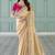 gold embroidered jacquard silk blend wedding saree with blouse fabric