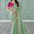 sea green embroidered jacquard silk blend wedding saree with blouse fabric