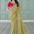 light green embroidered jacquard silk blend wedding saree with blouse fabric