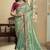 sea green embroidered jacquard silk blend wedding saree with blouse fabric