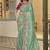 sea green embroidered jacquard silk blend wedding saree with blouse fabric