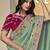 sea green embroidered jacquard silk blend wedding saree with blouse fabric