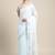 skyblue color linen cotton solid saree with running blouse