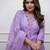 Women’s rayon silk embroidered lavender kurta pant set with chanderi dupatta