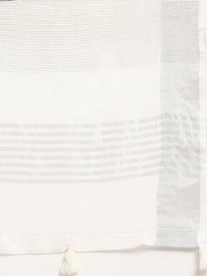 white color linen cotton solid saree with running blouse 5
