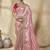 gajri pink embroidered jacquard silk blend wedding saree with blouse fabric