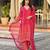 Women’s chinon silk floral embroidered peach kurta pant set with nazneen dupatta