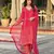 Women   s chinon silk floral embroidered peach kurta pant set with nazneen dupatta