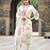Women’s georgette floral embroidered white kurta pant set with georgette dupatta