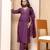 Women’s roman silk embroidered purple kurta pant set with chanderi dupatta
