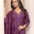 Women’s roman silk embroidered purple kurta pant set with chanderi dupatta