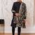 black sequin sherwani set with kurta pyjama & embroidered velvet dupatta | wedding eid wear