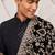black sequin sherwani set with kurta pyjama & embroidered velvet dupatta | wedding eid wear