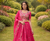 rani pink gold crush floral zari lehenga choli set