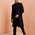 black sequin chikankari sherwani with silk kurta & satin pyjama | premium 3-piece wedding set