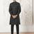 black kalka jacquard silk blend sherwani with black viscose pyjama | elegant festive wedding set
